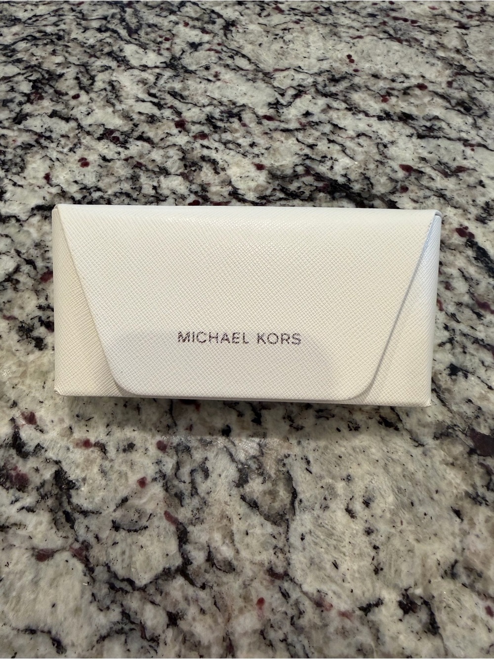 Michael Kors white with silver lettering Sunglass Case 6.5” x 3”